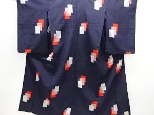 大正ロマン　絣柄織出しお召し単衣着物